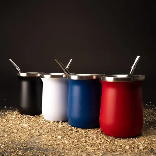 Vaso Térmico metálico "MATE" 300ml. con Bombilla
