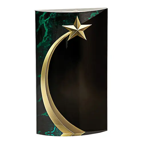 Trofeo Acrílico Láser Estrella SKU 14 VERDE.  19 x 11 cms.