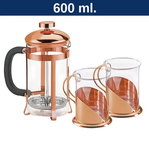 Set de Cafetera Francesa y Tazas ENCOBRIZADO M82